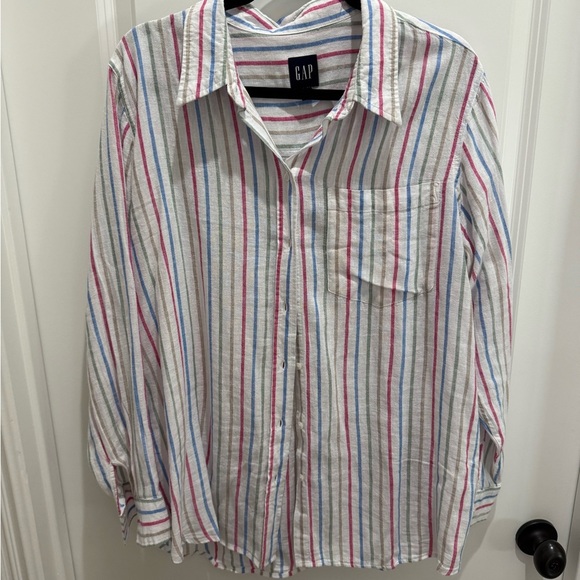 GAP Women’s Multicolor Striped Button-Down Shirt - Picture 1 of 6